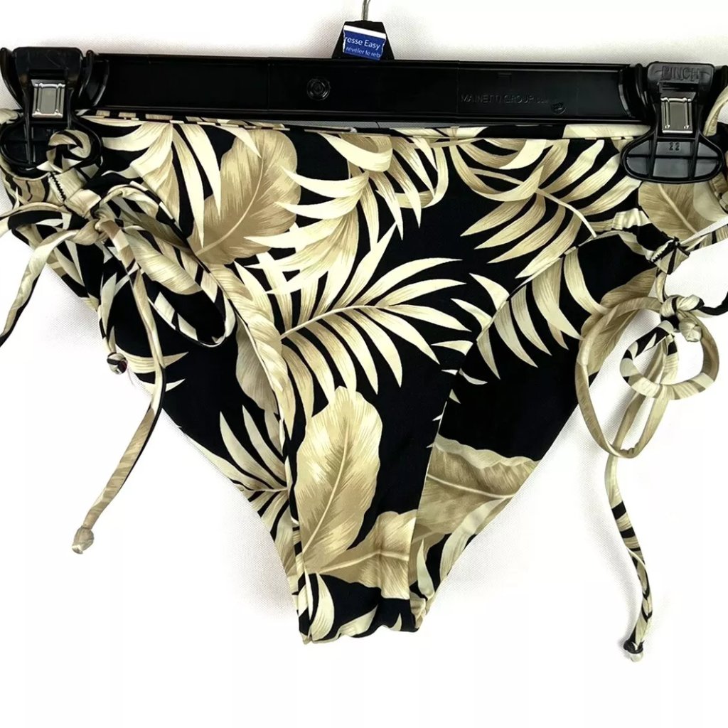 Volcom Women’s Black Beige Side Tie Hipster Bikini Bottom Size L
